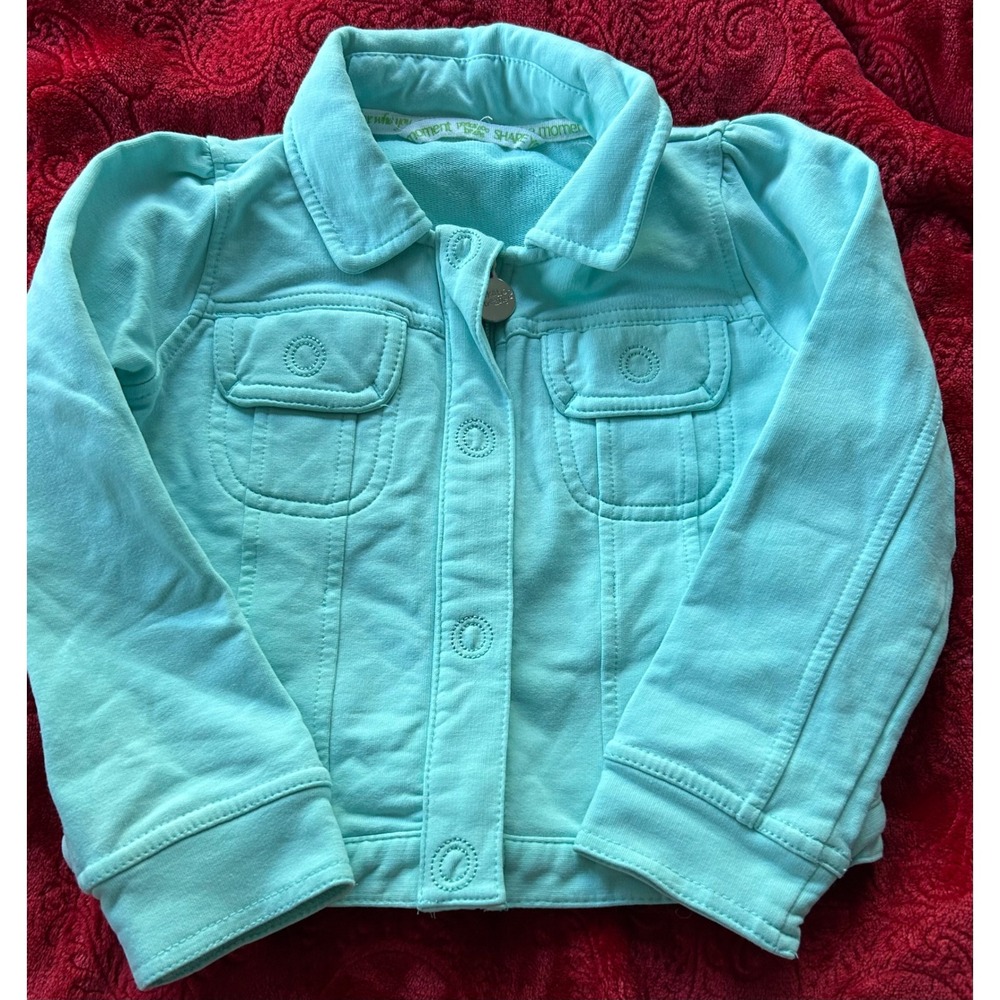 Peekaboo Beans Girls Jacket‎ Size 3 Mint Green Aqua Button Up